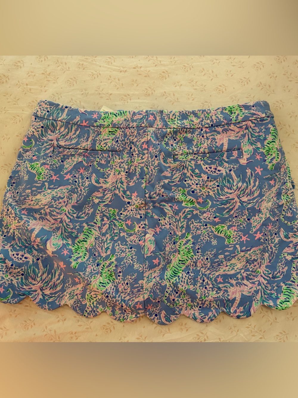 Lilly Pulitzer blue/purple Scalloped Hem Printed Skort with Pink & Neon Green
